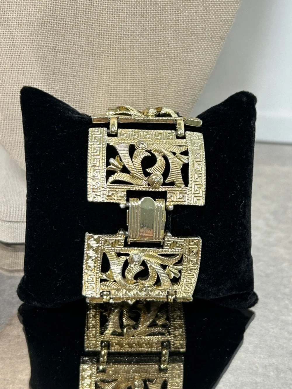 Vintage Gold-Tone Filigree Panel Bracelet - Women Accessories